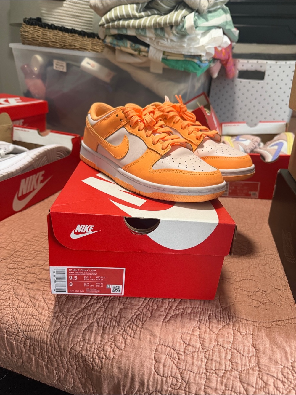 Nike Kids Dunk Low Sneakers - Orange/White